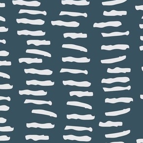 Navy Blue Dashed Lines - Hand Drawn Pattern - Navy and White