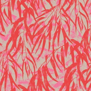 abstract leaves - red orange & pink