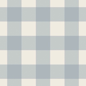 buffalo check - creamy white_ french grey blue - tartan plaid contemporary classic checker