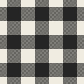 buffalo check - creamy white_ raisin black - black and white tartan plaid contemporary classic checker