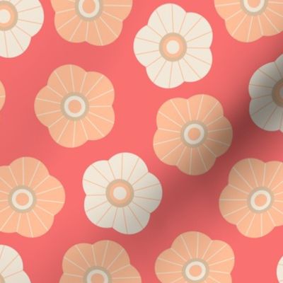 SPRING DAISIES Scattered Ditsy Floral Garden Botanical in Peach Fuzz - 2024 Pantone Color Of The Year - MEDIUM Scale - UnBlink Studio by Jackie Tahara