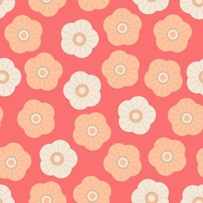 SPRING DAISIES Scattered Ditsy Floral Garden Botanical in Peach Fuzz - 2024 Pantone Color Of The Year - MEDIUM Scale - UnBlink Studio by Jackie Tahara