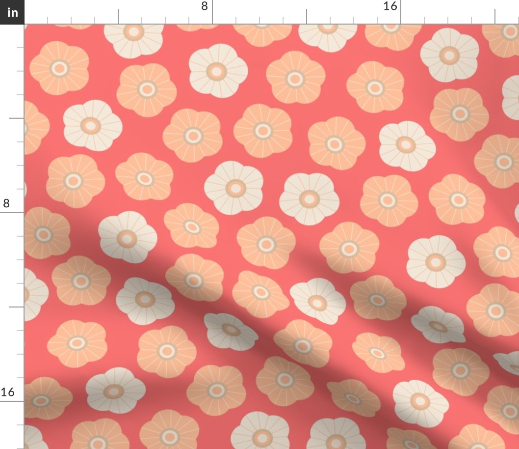 SPRING DAISIES Scattered Ditsy Floral Garden Botanical in Peach Fuzz - 2024 Pantone Color Of The Year - MEDIUM Scale - UnBlink Studio by Jackie Tahara