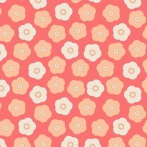 SPRING DAISIES Scattered Ditsy Floral Garden Botanical in Peach Fuzz - 2024 Pantone Color Of The Year - SMALL Scale - UnBlink Studio by Jackie Tahara