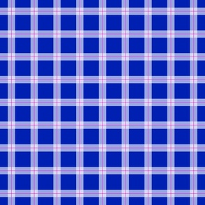 royal blue plaid with pink doll