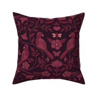 Parrot and Bee Block print Ogees - maroon and black - Large scale by Cecca Designs