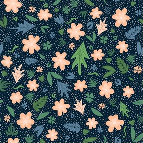 pink and green flowers and leaves featuring Pantone Peach Fuzz COTY2024