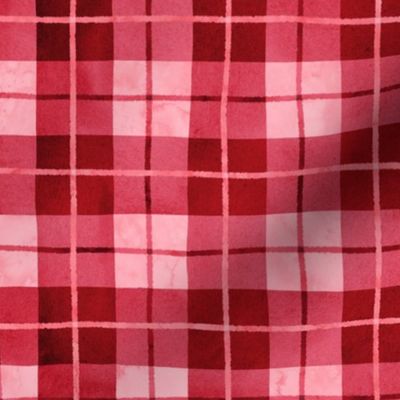 Wonky Watercolor Plaid - Cherry Red