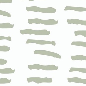Dashed Lines - Hand Drawn Pattern - White and Sage Green 