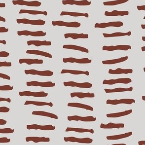 Dashed Lines - Hand Drawn Pattern - Pale Grey and Rust Brown
