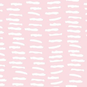 Baby Pink and White Dashed Lines - Hand Drawn Pattern