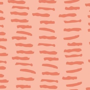 Peach Fuzz Dashed Lines - Hand Drawn Pattern - Coral Orange