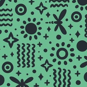 Funky Space Dragonflies | Large Scale | Retro Green