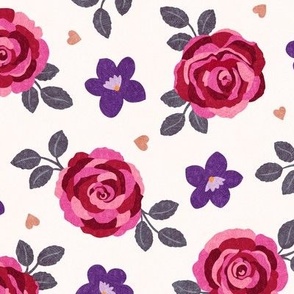Roses & Violets, light (Large) - textured floral