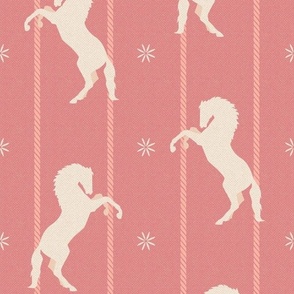 Mustangs Wild Horses | Peach Blossom | Western Boho | Small Scale [12" repeat]