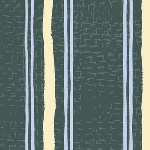 Rough Textural Stripe (Large) - Pastel Yellow and Pale Blue on Deep Green  (TBS102)