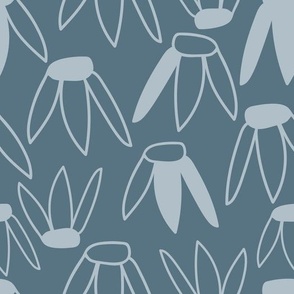 Muted Teal Daisy Repeat Pattern - Hand Drawn Flowers
