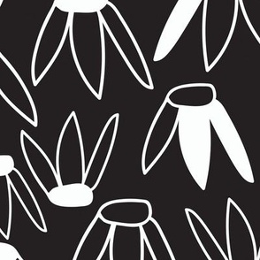 Black Daisy Pattern - Hand Drawn Flowers - Black and White