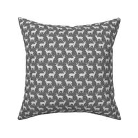Shaggy Deer on Linen - Ditsy - Grey Gray Animal Rustic Cabincore Boys Masculine Men Outdoors Hunting Cabincore