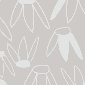 Modern Daisy Pattern - Hand Drawn Flowers - Neutral Pale Gray 
