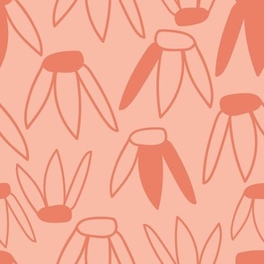 Peach Fuzz Daisy Pattern - Hand Drawn Flowers