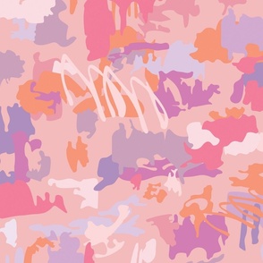 Abstract Paint Modern Design - Girly Pink Purple Orange