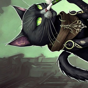 Goth cat smoking catnip 150