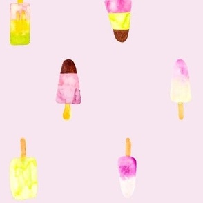 Ice cream in watercolor with pink.  Use the design for pantry and kitchen walls or asummer dress 