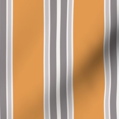 Tangerine, platinum, grey and white vertical stripe