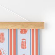 Orange and Blue Kitchen Stripe