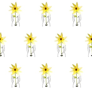 Minimalist Nude Woman Sunflower