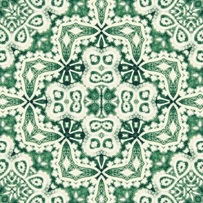 Antique Damask in Forest Green + White