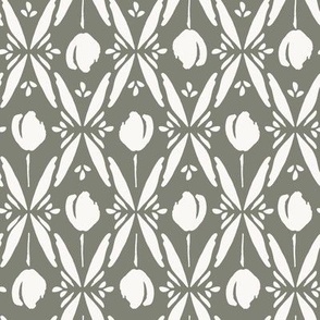 Geometric Floral Forest Green, Green