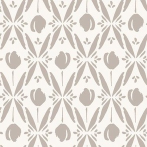 Geometric Floral Ivory Taupe