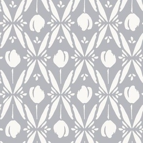 Geometric Floral Gray, Mist 