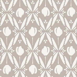 Geometric Floral Taupe, Tan, Sand