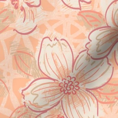 Spring Dogwood Blossoms in Pantone Peach Fuzz-  large size