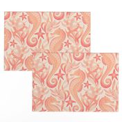 Sweet Seahorses and Starfish in Peach Large