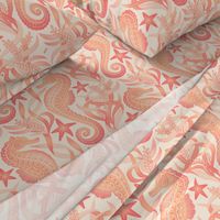 Sweet Seahorses and Starfish in Peach Large