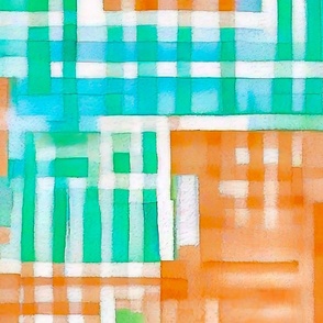 abstract blue orange pastel checkered