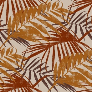 palm leaves - beige & rust