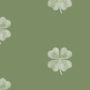 lucky st patricks day four leaf clover watercolor green Sage