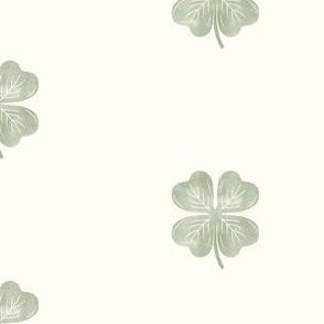 lucky st patricks day four leaf clover watercolor green sage white