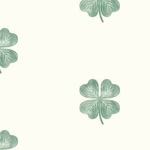 lucky st patricks day four leaf clover watercolor white green