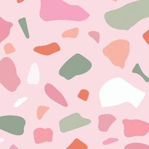 Pink Terrazzo Repeat - Pastel Multicolor Pink Peach Green