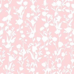 Pink and White Floral Stripe - Flowers Vines