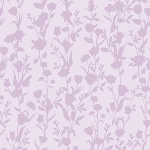 Pale Purple Floral Stripe - Flowers Vines - Lavender Pink