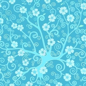 Cherry blossoms in turquoise and teal