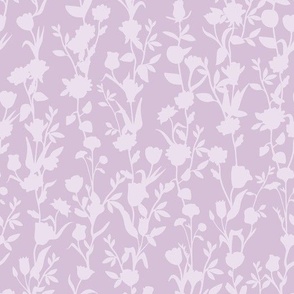 Lavender Vertical Floral Stripe - Flowers Vines - Soft Lilac Pink Purple