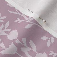 Mauve Vertical Floral Stripe - Flowers Vines - Dusty Pink